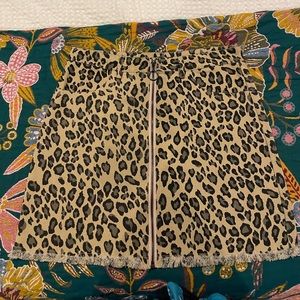 Denim animal print mini skirt